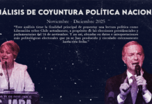 Análisis de coyuntura política nacional: Noviembre – Diciembre 2025 En la imagen se ve a Jeanette Jara a la izquierda y José Antonio Kast a la derecha. El título lee Análisis de Coyuntura Política Nacional. Se lee el primer párrafo del documento